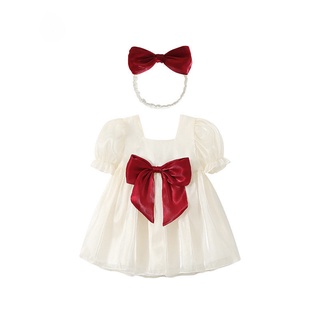 Summer Toddler Girl Dress Petal Sleeve Loose Dress Casual Ruffled Dresses Wedding Party Birthday Tutu Dress Solid Back Bowknot A Line Dresses Children Outfit #3