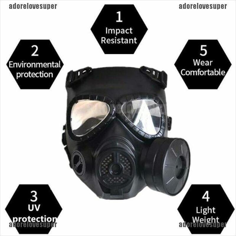 ADPH Respirator Tactical Black Gas Mask Military Style Face Protective ...