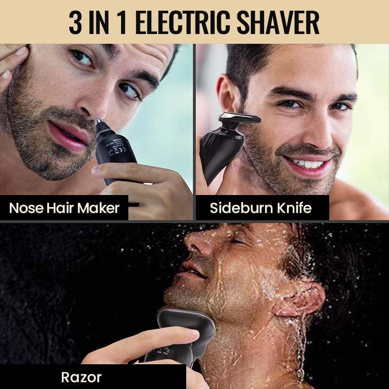 3 In 1 Shaver Waterproof Electric Shaver Rechargeable Cordless Rotary Shaver Trimmer Electric Razor for Men Facial Clean Tools