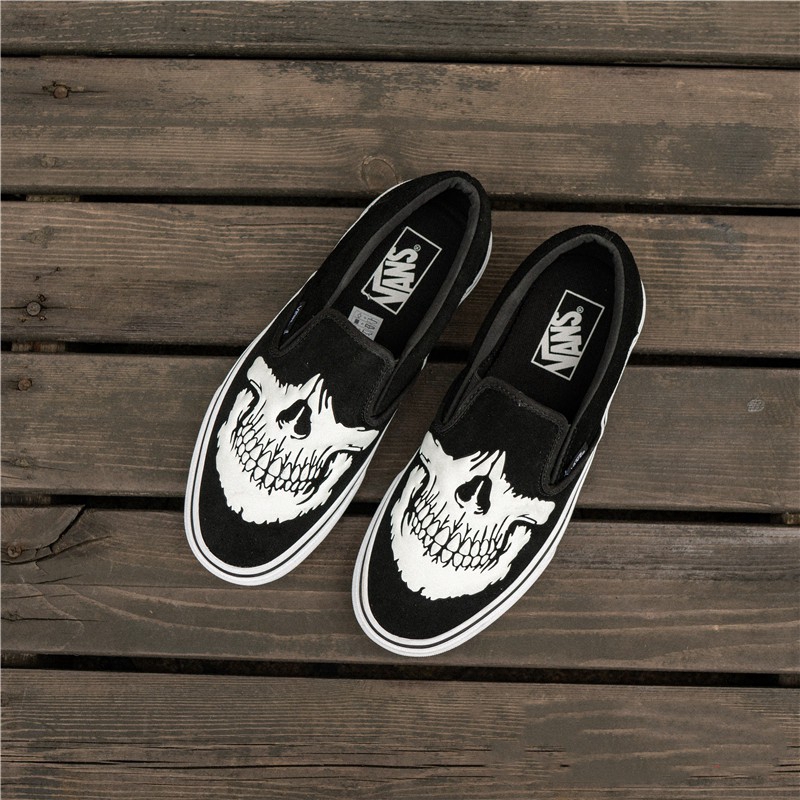 slip on vans with skulls