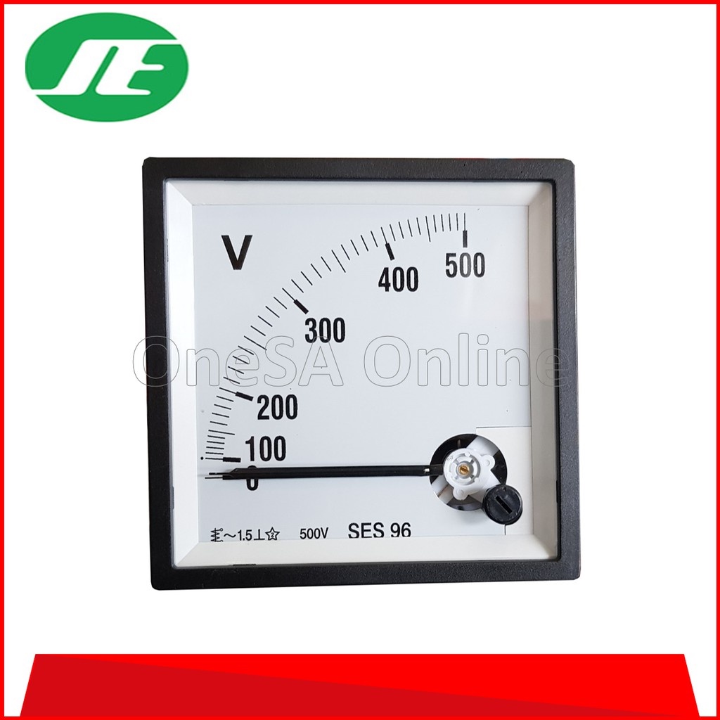 SES AC ANALOG VOLTMETER PANEL, 500V SE96 96MM X 96MM, (SES96VM