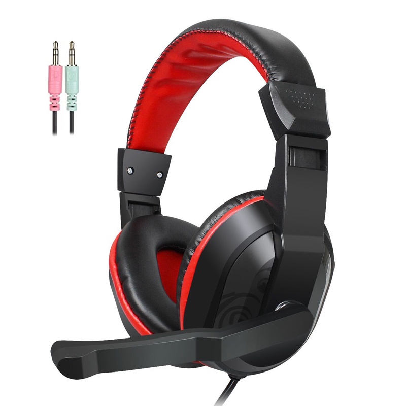 Cute Gaming Headset Pink Wired Headphone with Mic Noise 