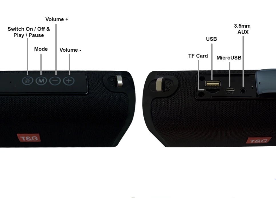 T&G TG-123 Portable HiFi Wireless Stereo Bluetooth Speaker with ...