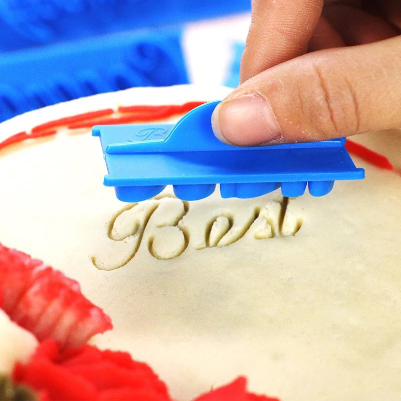 6pcs/set Handwriting Fondant Cake Embosser Plastic Letters Mold Happy