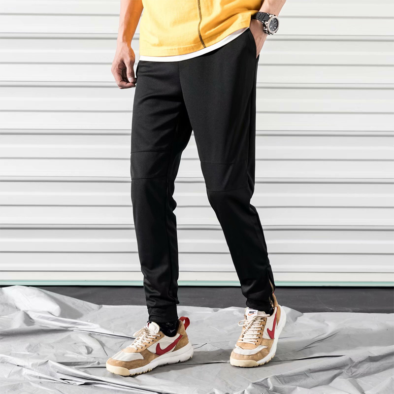 Unisex Thin Elastic Jogger Pants Men Korean Fashion Trend Ankle Zipper ...