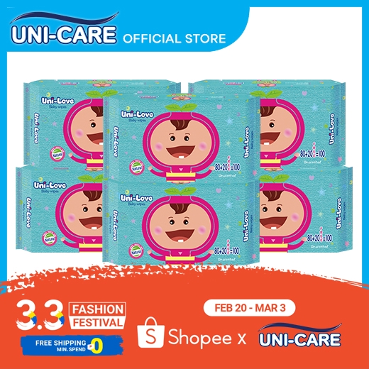 UniLove Unscented Baby Wipes 100's Pack of 6 Shopee Philippines