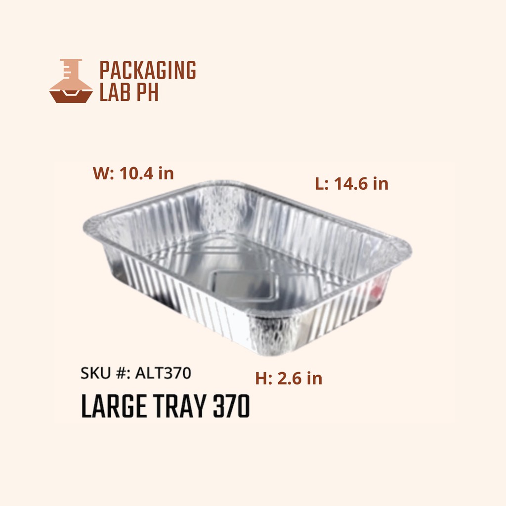 Aluminum Food Tray Large Tray 370 WITH PLASTIC LIDS (5PCS) Shopee