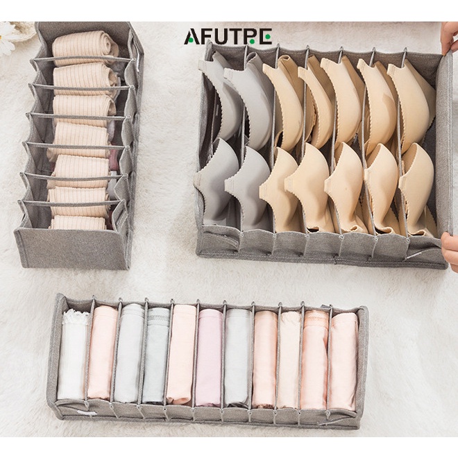 Afutre Storing Underwear Panties Storage Box Fabric Drawer Grid Home Tool Socks Box Female Underwear Finishing Box