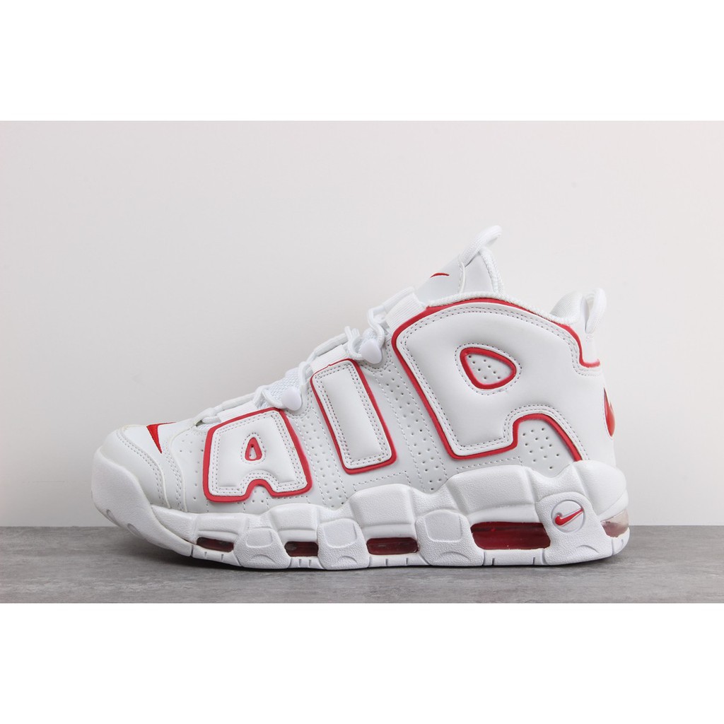 nike air uptempo white red