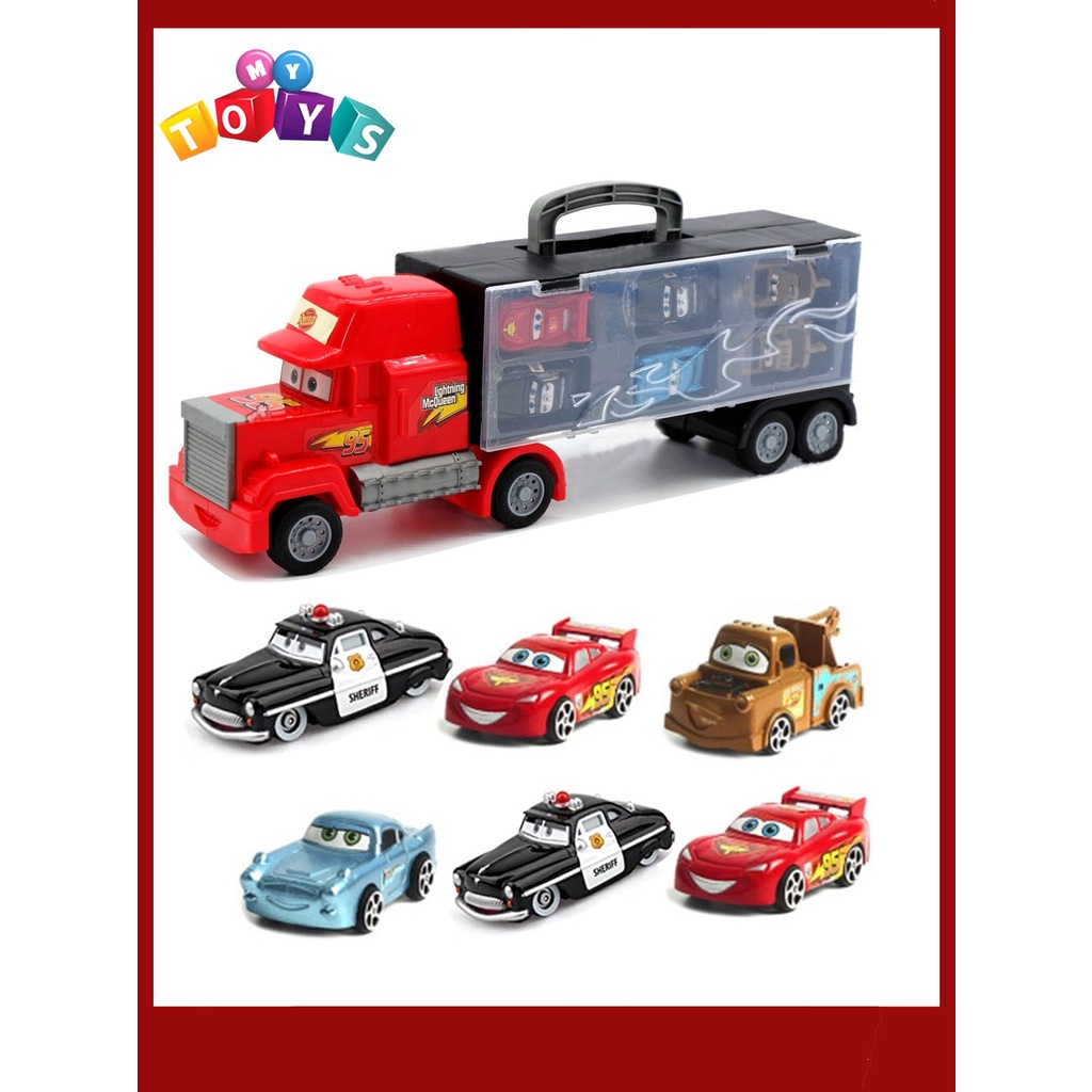 Cars Portable Mobile Garage Truck with 6 Mini Car Play Set Kids