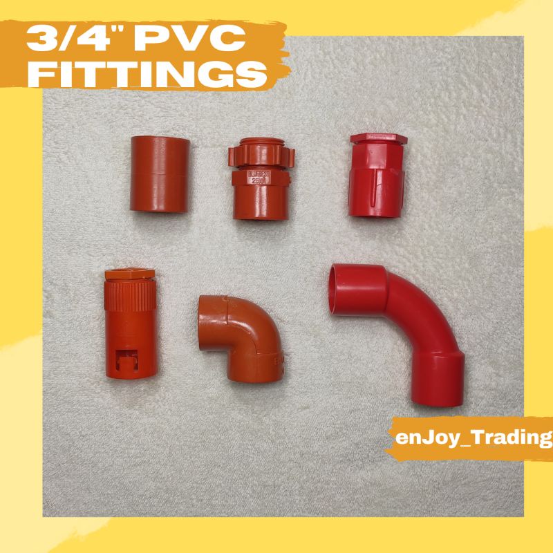 PER PIECE 3/4" PVC Fittings 25mm Electrical Fittings Red Orange