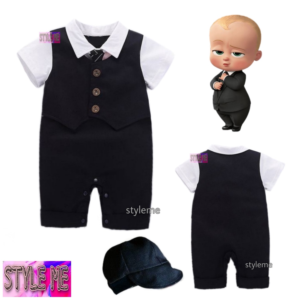 Detective Baby Boss Black Formal Gentleman Suit Occupation Costume