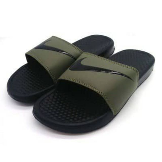 nike slippers army green