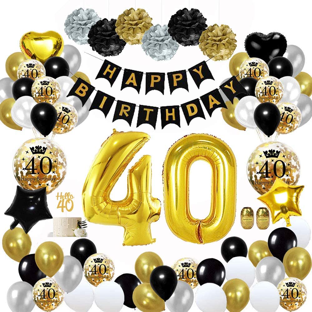 Ready Stock 40 Birthday Party Decorations For Women Men Including Happy Birthday Banners Confetti Balloons Latex Black Gold And White Balloon And Foil Balloon For Man Women Birthday Decor 40 Shopee Philippines