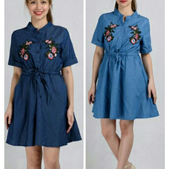 denim dress with patches