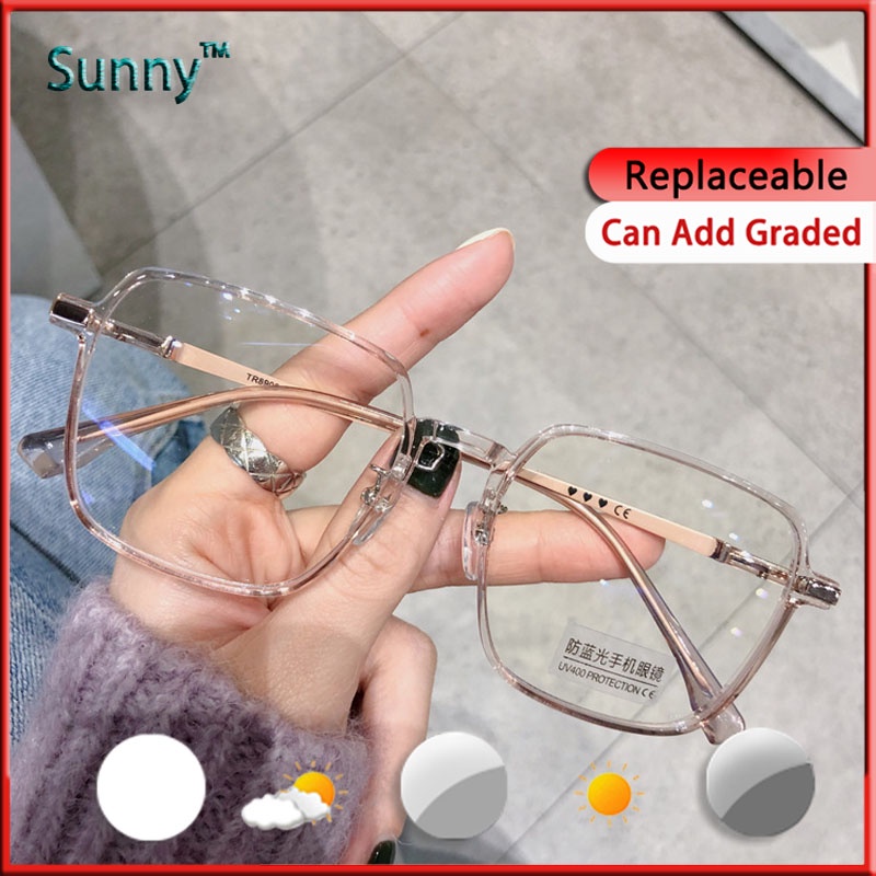 Sunny Photochromic Anti Radiation Eye Glasses For Women Men Original Fashion Transition