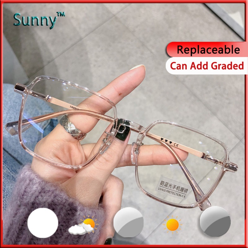 Sunny Photochromic Anti Radiation Eye Glasses For Women Men Original Fashion Transition 9795