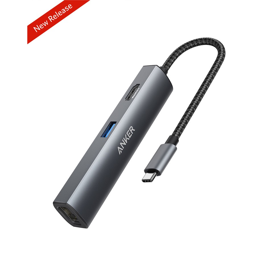 Anker USB C Hub Adapter, 5in1 USB C Adapter with 4K USB C to HDMI, Port, 3 USB 3.0