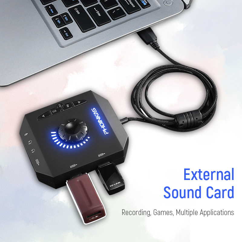 7.1 Channel Computer External USB Sound Card Audio Interface Multiport