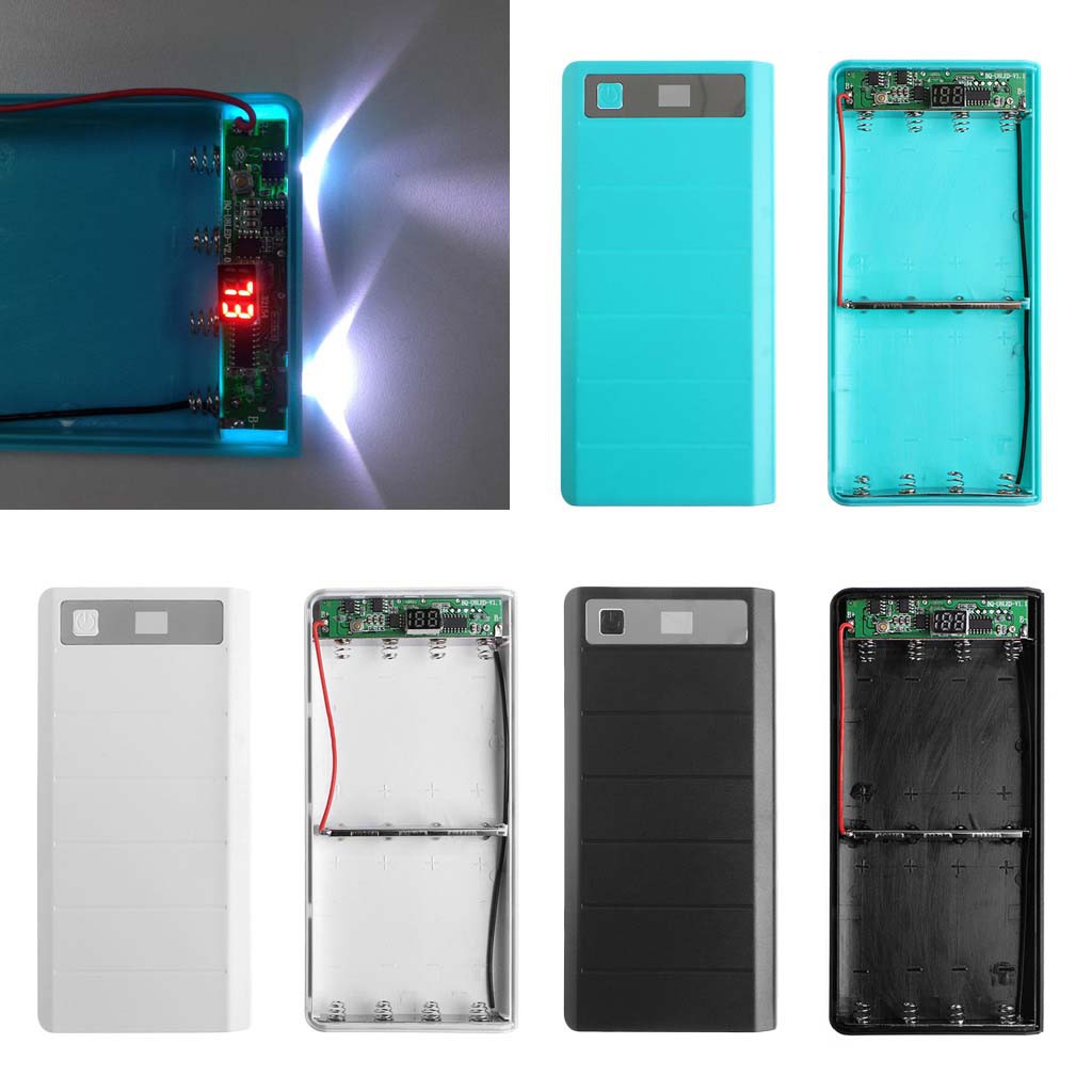 Type C Input 2 USB Battery DIY Holder LED Display Power Bank Case