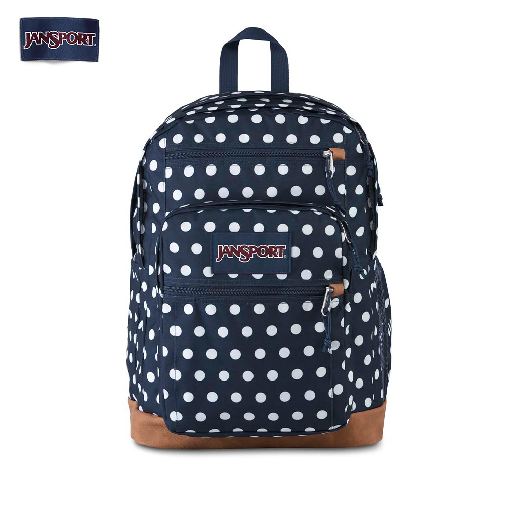 jansport blue polka dot backpack