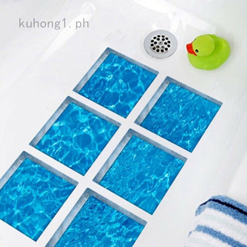 6 Pcs 3d Bathroom Waterproof Floor Stickers Self Adhesive Non Slip
