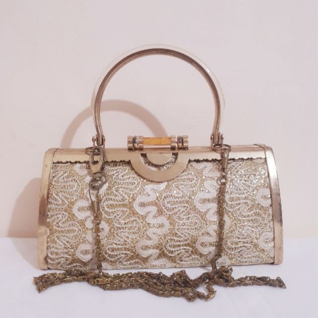 gold glitter handbag
