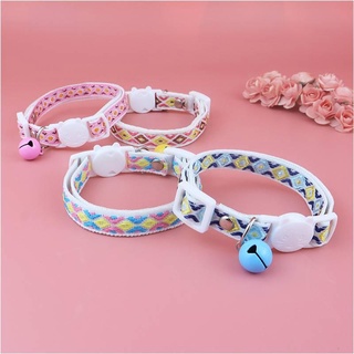 pet cat collar with national style pattern colorful bell and ethnic style jacquard for cat and dog neck accessories