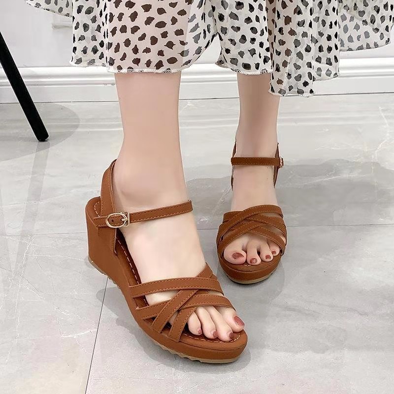 New fashion wedge  sandals  719 Shopee  Philippines