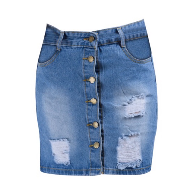 High waist Maong skirt w/ buttons tattered (S to 4xl)#5510 | Shopee ...