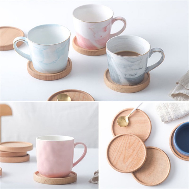 Wood Coaster Retro Insulation Cup Mat Household Square Round Coaster