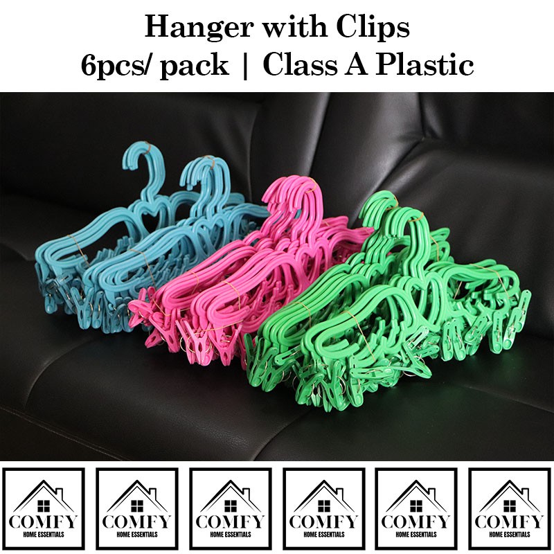 (6pcs/set) 10 Clips Hanger, 16" Quality Clothes Hanger with Clips/Sipit