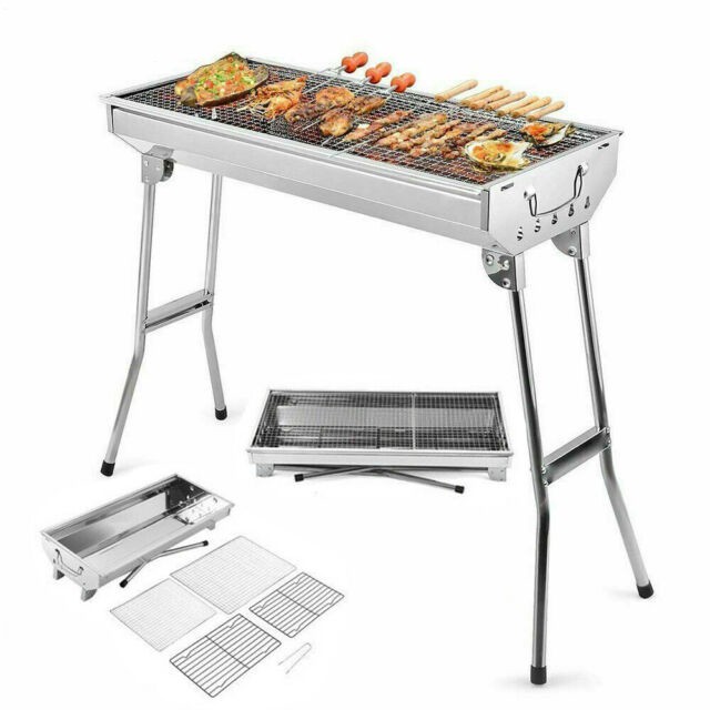 FREE BRUSH Portable Foldable Stainless Steel Outdoors Charcoal BBQ ...