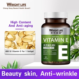WRIGHT LIFE Vitamin E 90 Soft-Gels 400iu Grape Seed Oil Vitamine Capsule For Face Skin #3