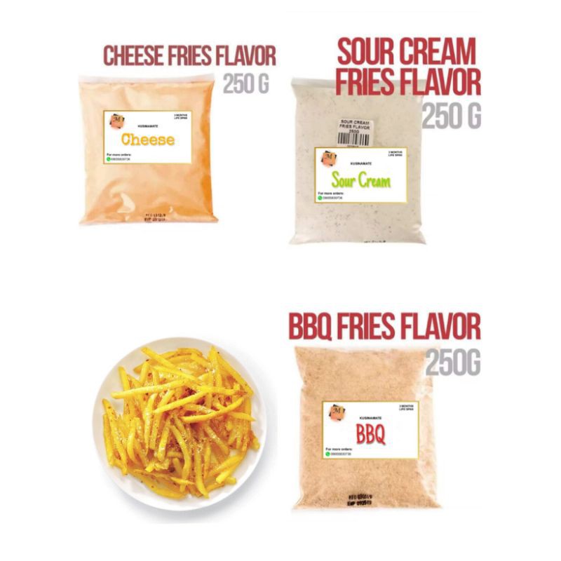Powdered Fries Flavor in 250g Pack (Cheese, BBQ & Sour Cream) Shopee