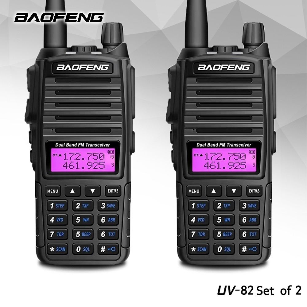 Baofeng UV82 Dual Band VHFUHF Two Way Radio Black of Set of 2 Shopee