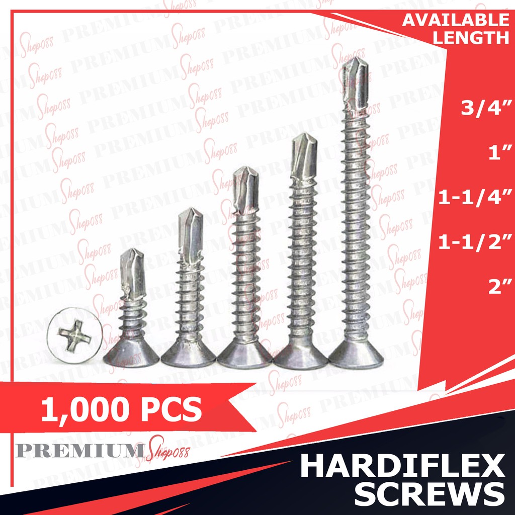 1000pcs Hardiflex Screw Self Drilling Screws 7 x 3/4 1 11/4 11/2 2 Hardi Shopee Philippines