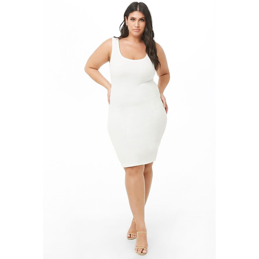 cream ribbed bodycon dress
