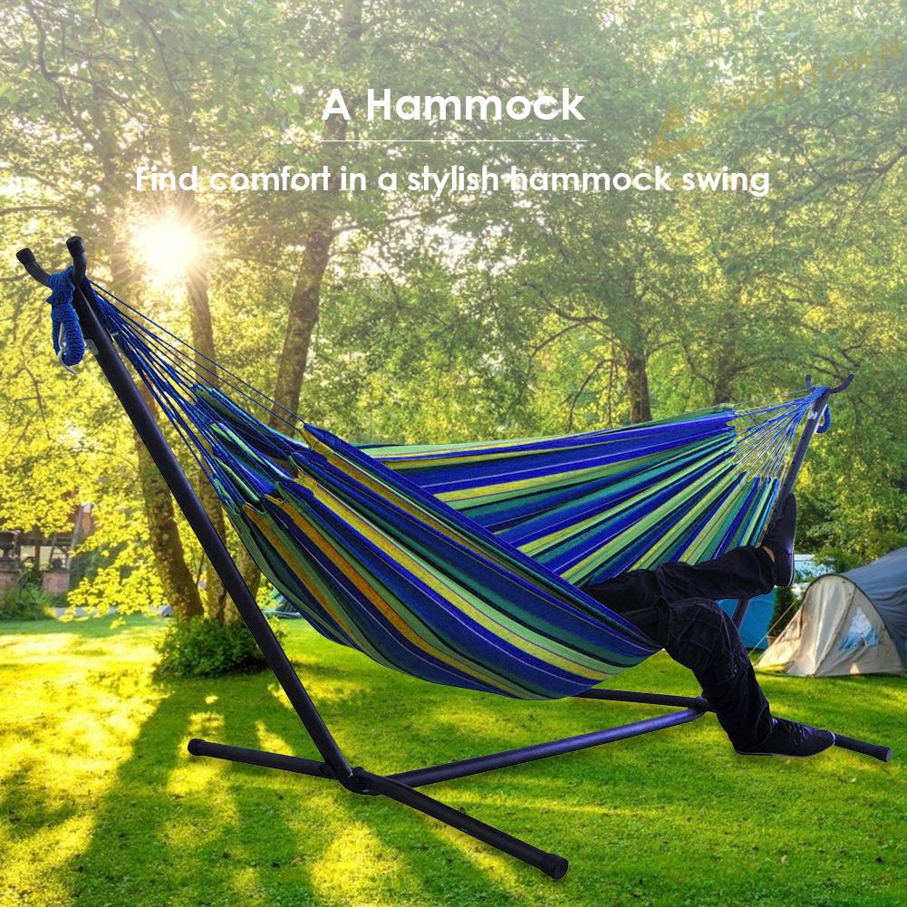 An Portable Canvas Hammock Stand Camping Sleep Swing Hanging Bed Garden Furniture Shopee Philippines