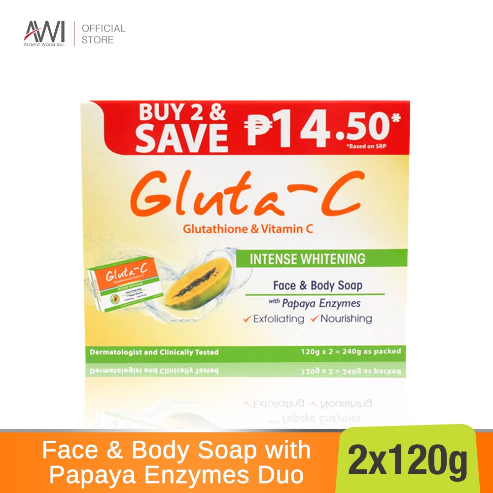 GlutaC Intense Whitening Exfoliating Soap (with Natural Papaya Enzymes