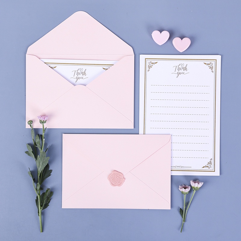 5 Pcs Ins Romantic Pink Envelope Student Simple Retro Sealing Stickers 