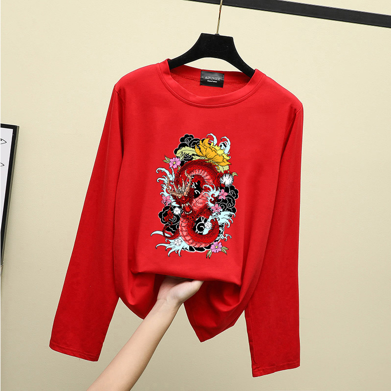 Fashion Tops Long Sleeves Tshirt For Women Cartoon Printing The Amazing Chinese Dragon T Shirt For Girl Loose Shirts Summer Casual Clothes 6 Colors Plain T Shirt Shopee Philippines