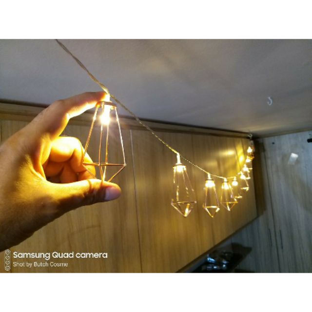 rose gold geometric fairy lights