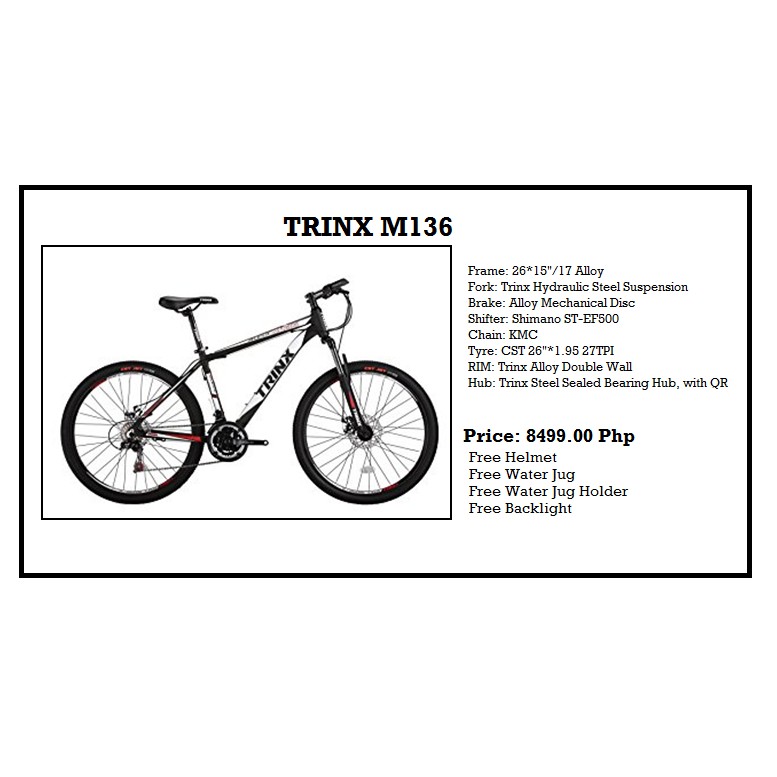 trinx m136 quest 29er specs