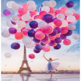 FULL BEADS 30x40cm Paris Eiffel Tower and Baloons ZX8327 DIY adult diamond stitch painting art kit #1