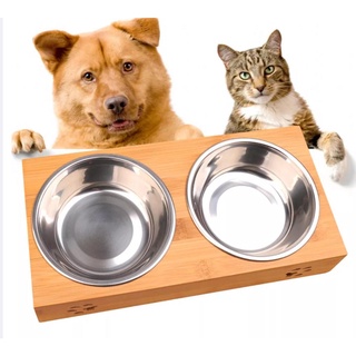 Stainless Steel Durable Double Pet Bowls Dish  Bowl Dog Cat Stand Feeder