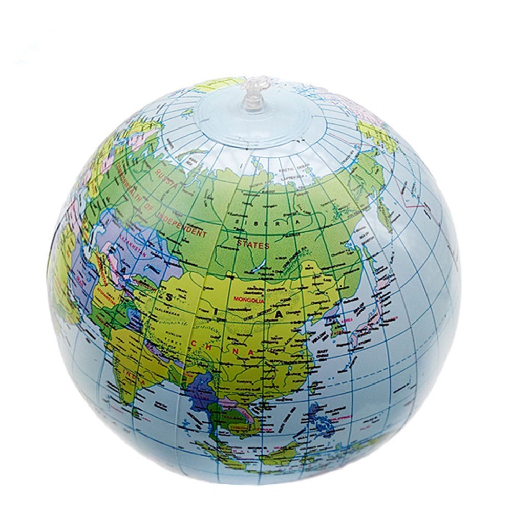 Inflatable Blow Up World Globe 16" Earth Atlas Ball Map Geography Toy ES 