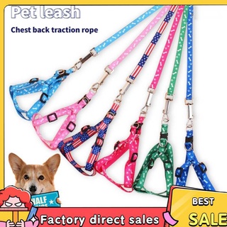 Pet Traction Rope Small Pet Traction Rope Dog/Cat Adjustable Chest Back Leash Printed Leash