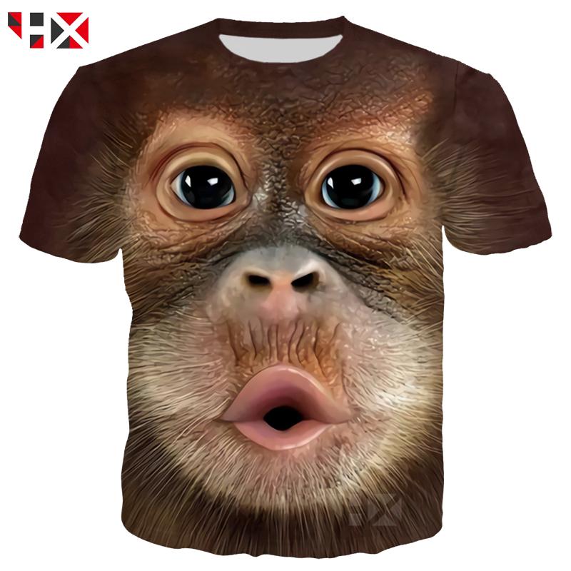 HX Summer 3D Print Animal T Shirt Men Funny Monkey Short Sleeve T Shirt ...