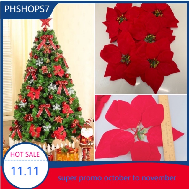 Top One Christmas Decorations Big Red Flower A 042 Cod Shopee Philippines